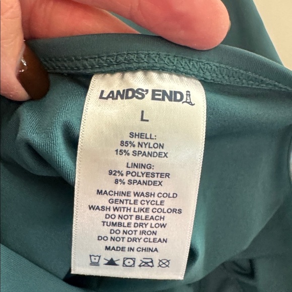 Lands' End Ruched Waist One Pc Swimsuit Womens L Green Modest support padded bra - Picture 6 of 6